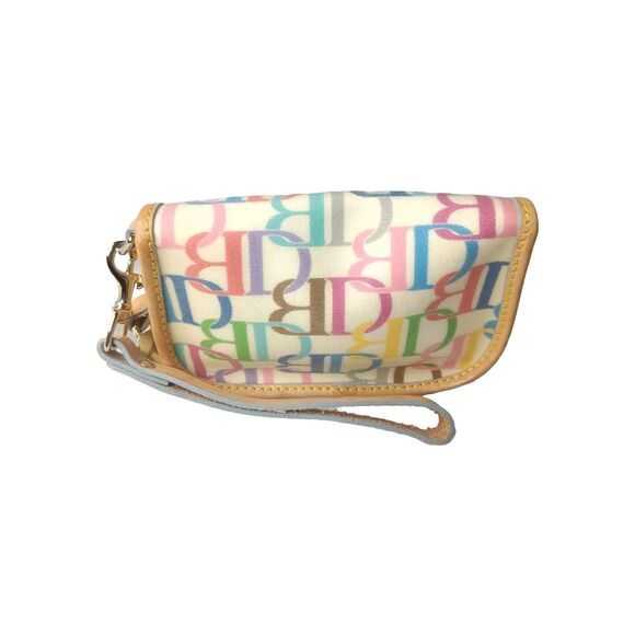 Dooney & Bourke Wristlet Pouch Cream Monogram Multi Color - Picture 2 of 9